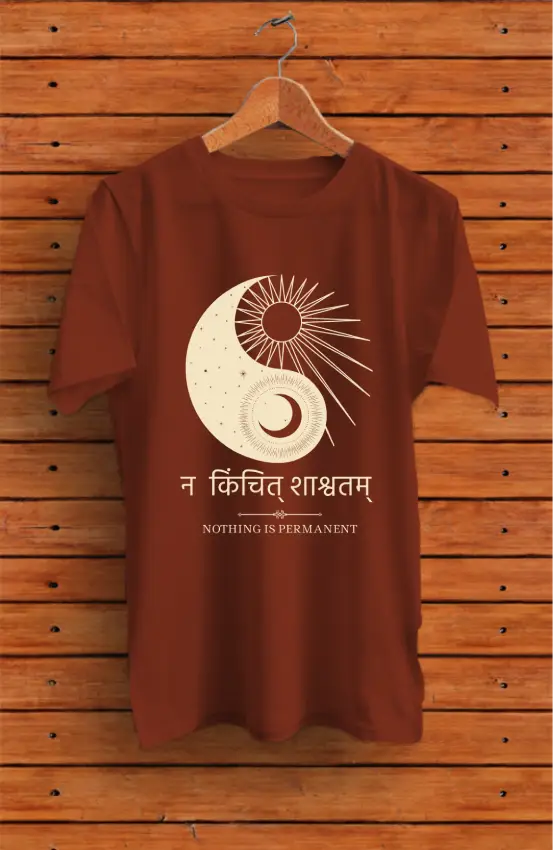 Na Kinchit Shashvatam Ying Yang Pure Cotton T-shirt