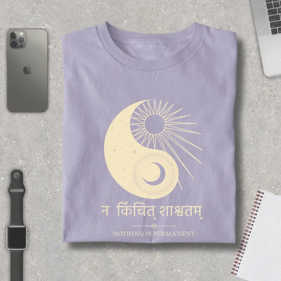 Na Kinchit Shashvatam Ying Yang Pure Cotton T-shirt