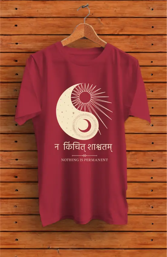 Na Kinchit Shashvatam Ying Yang Pure Cotton T-shirt