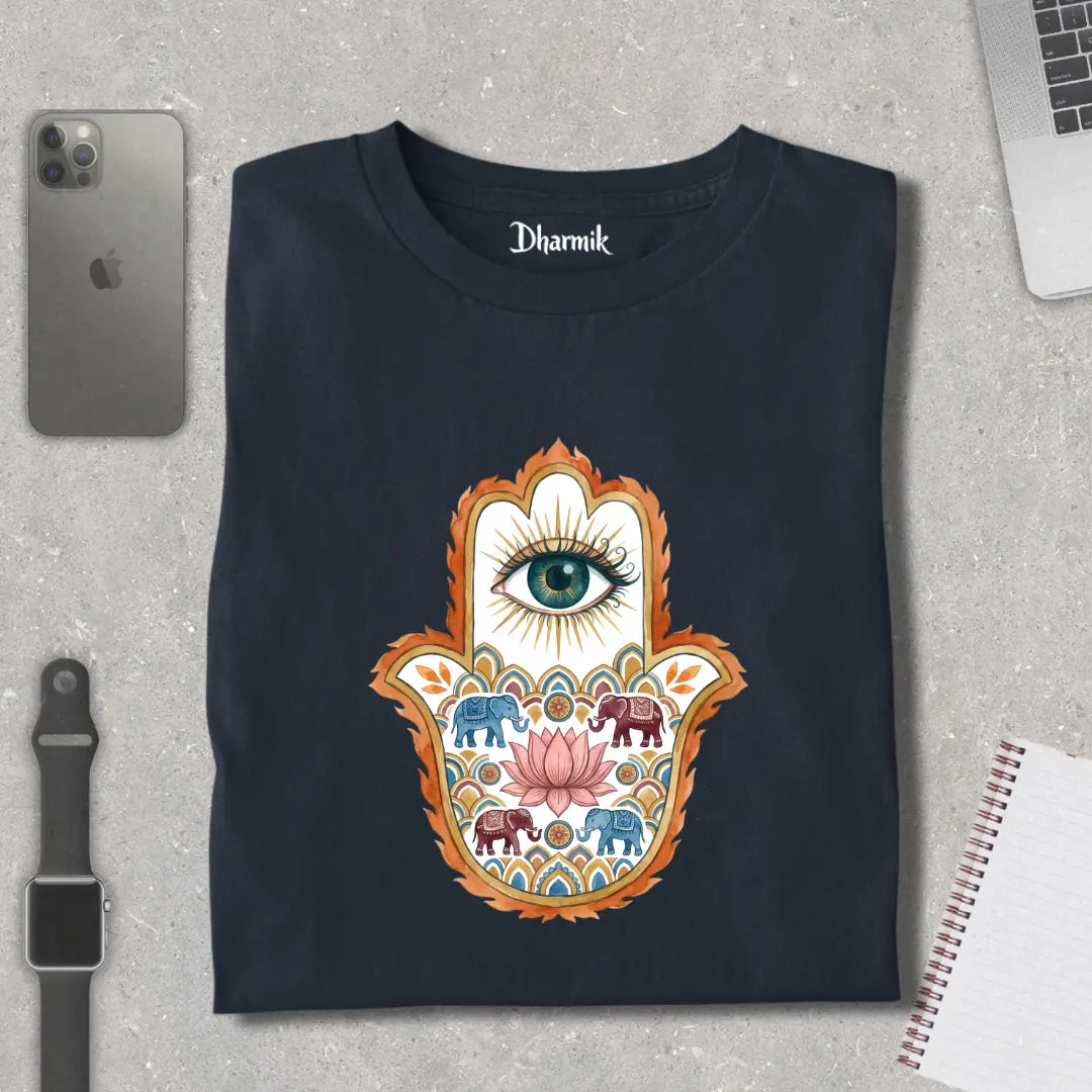 Hamsa Hand Eyes Pure Cotton T-Shirt