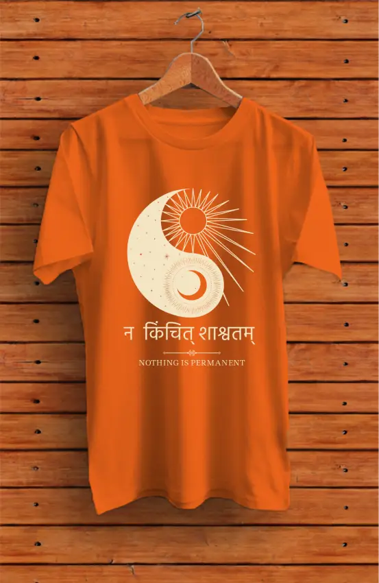 Na Kinchit Shashvatam Ying Yang Pure Cotton T-shirt