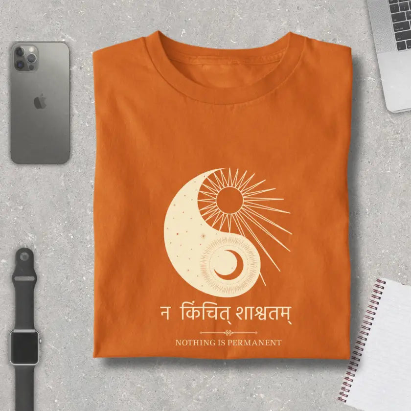 Na Kinchit Shashvatam Ying Yang Pure Cotton T-shirt