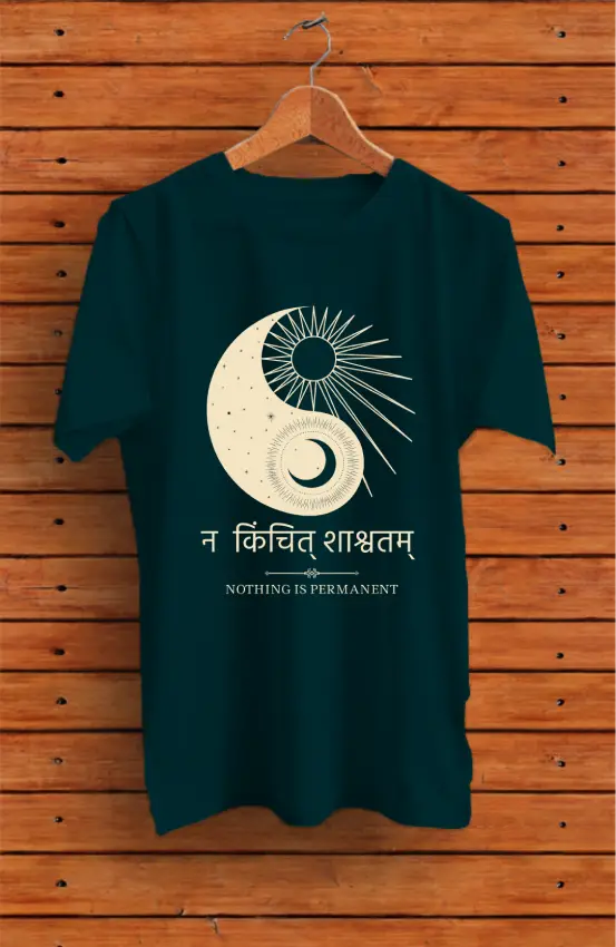 Na Kinchit Shashvatam Ying Yang Pure Cotton T-shirt