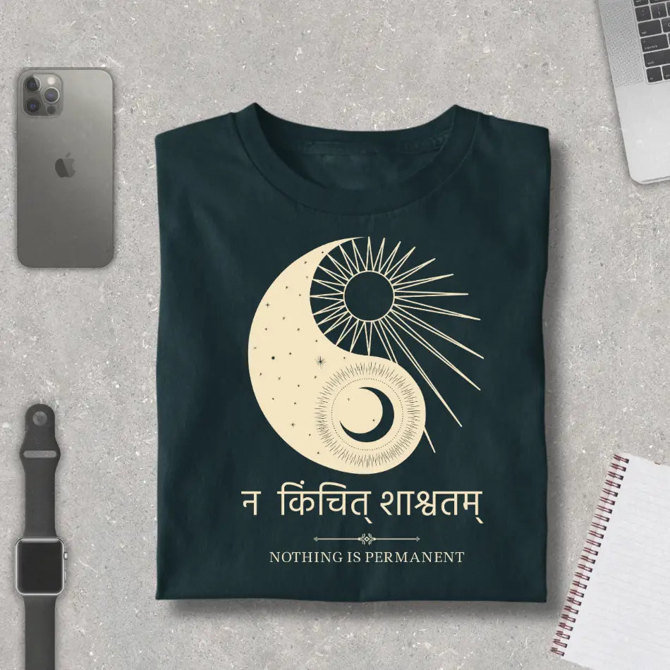 Na Kinchit Shashvatam Ying Yang Pure Cotton T-shirt