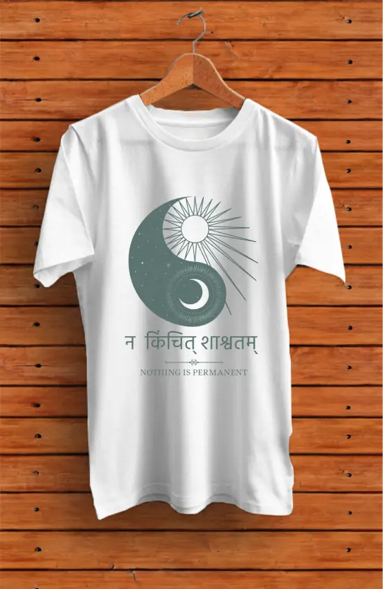Na Kinchit Shashvatam Ying Yang Pure Cotton T-shirt