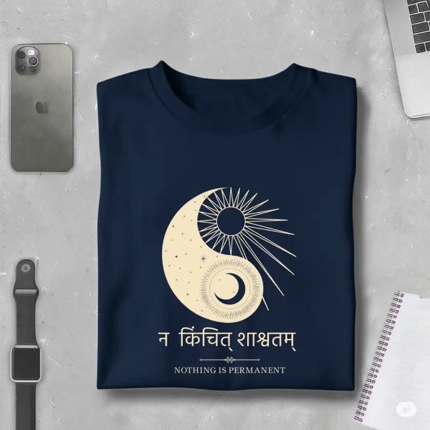 Na Kinchit Shashvatam Ying Yang Pure Cotton T-shirt