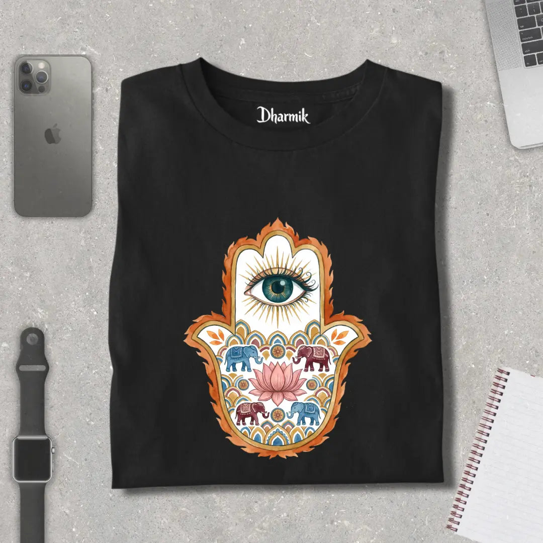 Hamsa Hand Eyes Pure Cotton T-Shirt