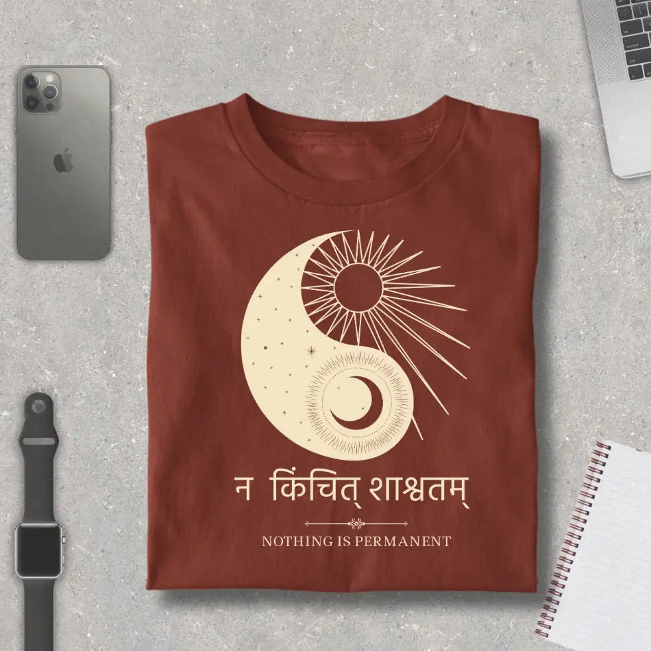 Na Kinchit Shashvatam Ying Yang Pure Cotton T-shirt