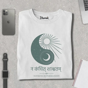 Na Kinchit Shashvatam Ying Yang Pure Cotton T-shirt