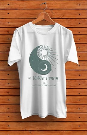 Na Kinchit Shashvatam Ying Yang Pure Cotton T-shirt